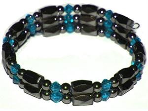 Hematite Magnetic Bracelet Wrap – Aqua Marine Blue