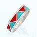 Southwestern Style Turquoise and Coral Resin Inlaid Chevron Band Ring in Sterling Silver for Men or Women, Sizes 5, 6, 7, 8, 9, 10, 11, 12, 13, 14, and 15, #8474 Southwestern Style Turquoise and Coral Resin Inlaid Chevron Band Ring in Sterling Silver for Men or Women, Sizes 5, 6, 7, 8, 9, 10, 11, 12, 13, 14, and 15, #8474