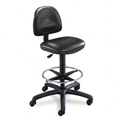 Precision Extended Height Swivel Stool w/Adjustable Footring, Black Vinyl