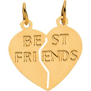 14K Yellow Gold Teen “Best Friends” Heart Pendant This Item Is Approximately 1.8 grams (Free Shipping)