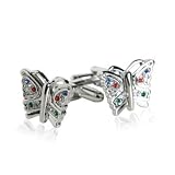Women's Multi-colored Swarovski Crystal Butterfly Cufflinks