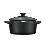 Premier Housewares OvenLove Stoneware Mini Casserole Dish with Lid, 10 Diameter x 5 cm Height, Matt Black