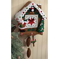 Christmas Time Clock Wall Hanging Felt Applique Kit: 8.5x17.5x4