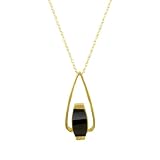10k Yellow Gold Bridge Cut Black Onyx Pendant, 18