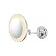 Lighted Deco Halo Wall Mounted 5X Mirror, Hard Wired, Brushed Nickel