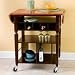 Drop Leaf Kitchen Cart (Dark Espresso Base / Cherry Top) (36H x 44.5W x 22.25D)