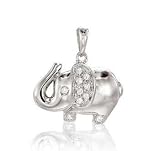 14K W Gold 0.10Ct Diamond 2D Elephant Bracelet Charm