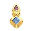 14K Yellow Gold London Blue Topaz and Rhodolite Garnet Pendant