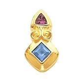 14K Yellow Gold London Blue Topaz and Rhodolite Garnet Pendant