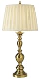 Traditional Brass Candlestick Table Lamp with Drum Shade
