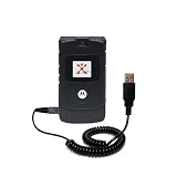 Coiled Power Hot Sync and Charge USB Data Cable w/ Tip Exchange for the Motorola RAZR V3 - Gomadic Brand