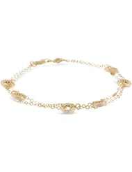 14k Italian Yellow Gold Multi Circle Stations with Double Link Chain Bracelet, 7"