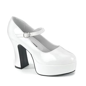 Funtasma Women's Maryjane 50 Platform Shoes,White Patent,8 W