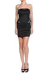 Strapless Faux-Leather/Scuba/Knit Peplum Corset   Waistline  Dress