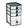 Rubbermaid Mini 4-Drawer Tower, Plastic, 7.125 x 8.38 x 9.75 Inches, Black/Clear (FG9A6100BLA)