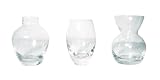 Two's Company Menage A Trios Bud Vases In Gift Box, Includes 3 Assorted Shapes, Hand Blown Glass, Set of 3