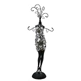 Silver Cocktail Mannequin Jewelry Holder Sequined - 14" H