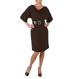 Ellen Tracy Drape Neck Belted Crepe Dress