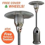 Garden Sun Moderna Silver Patio Heater - 13Kw Patio Heater with FREE Cover and Wheels
