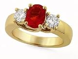 14K Three Stone Diamond & Fire Opal Ring