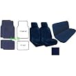 A Set of 2 Universal Fit Low Back Scottsdale Pattern Front Bucket Seat Cover, A Set of 4 Universal Fit Plush Carpet Floor Mats for Cars and One Universal Fit Scottsdale Rear / Bench Seat Cover - Navy