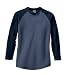 NEW District Threads - Heathered Jersey Long Sleeve Raglan Hthr Dark Navy-2XL