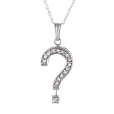 14K White Gold Diamond ? Charm w/ French Rope Chain - 18''