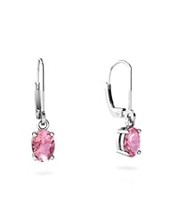 Created Pink Sapphire 14kt White Gold Lever Back Earrings