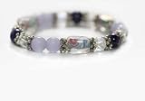 Lampwork Glass Beads Stretch Bracelet Blue Crystal- 7 Inches