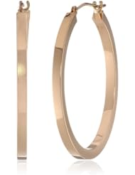Duragold 14k Yellow Gold Square Hoop Earrings, (1.2" Diameter)