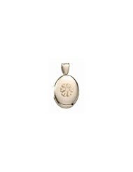 14K Yellow Gold Cremation and Hair Locket w/ Diamond Center 1/2 inch x 1 inch in Solid 14K Yellow Gold