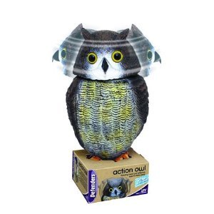 OWL DECOY /BIRD REPELLER WITH ROTATING HEAD