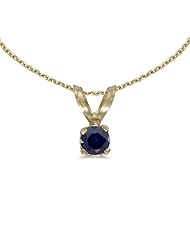 14k Yellow Gold Round Sapphire Pendant (chain NOT included)