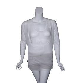 STELLA MCCARTNEY White Sheer Knit Duo Top
