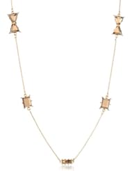 Betsey Johnson "Iconic Summer Metallics" Gem and Bow Long Illusion Necklace, 40"