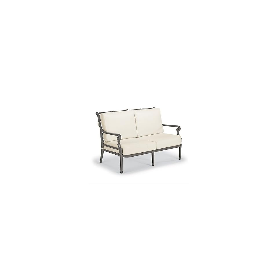 Carlisle Outdoor Loveseat With Cushions In Gray Finish Wyndham Off