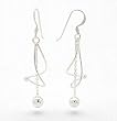 Twisted Spiral with Chain and Ball Drop Dangle Sterling Silver Hook Earrings