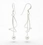 Twisted Spiral with Chain and Ball Drop Dangle Sterling Silver Hook Earrings