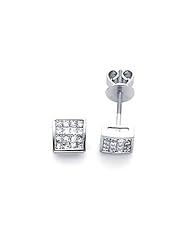 14k White Gold Channel Set Square Diamond Studs .65 ct (G-H Color, I1 Clarity)