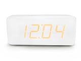 White LED Modern Digital Alarm Clock Yellow Light Desktop Calendar Thermosta Sound Control