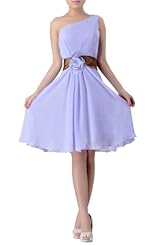 Chiffon Knee Length One Shoulder  Dress