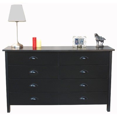 Nouvelle Double Dresser w 8 Drawers in Black Finish