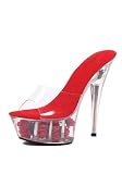 6 Pointed Stiletto Sandal Women's Size Shoe With Roses In Bottom (Red;5)
