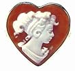 Cameo Ring, Italian, Ladys Profile, Heart Shaped, 925 Sterling Silver Framed, Sardonyx Conch Sell, Hand Made, One of a Kind, Size 7.5, Great Gift, Collectors Item