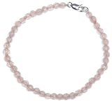 Sterling Silver 4mm Faceted Rose Quartz Bead Bracelet, 7.5"