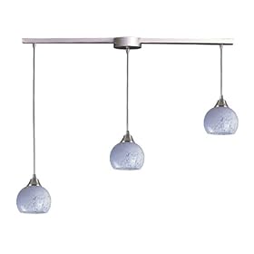 Mela - 3 Light Kitchen Island Pendant Track Lighting Fixture - Brushed Nickel - White...