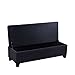 Handy Living Hinged Bench Storage Ottoman in Microfiber Black