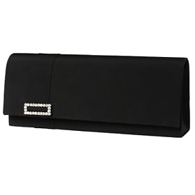 Satin Rectangule Clutch, with Rhinestone Decore - Evening Bag - Leticia (N 5527)