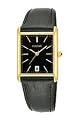 Pulsar Men's Gold-Tone Stainless Steel Black Leather Strap Watch #PXDA80