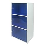 IRIS USA, Inc. Furniture Series - Qubit! 3 Cube Storage Unit in White with Blue Doors 301805
